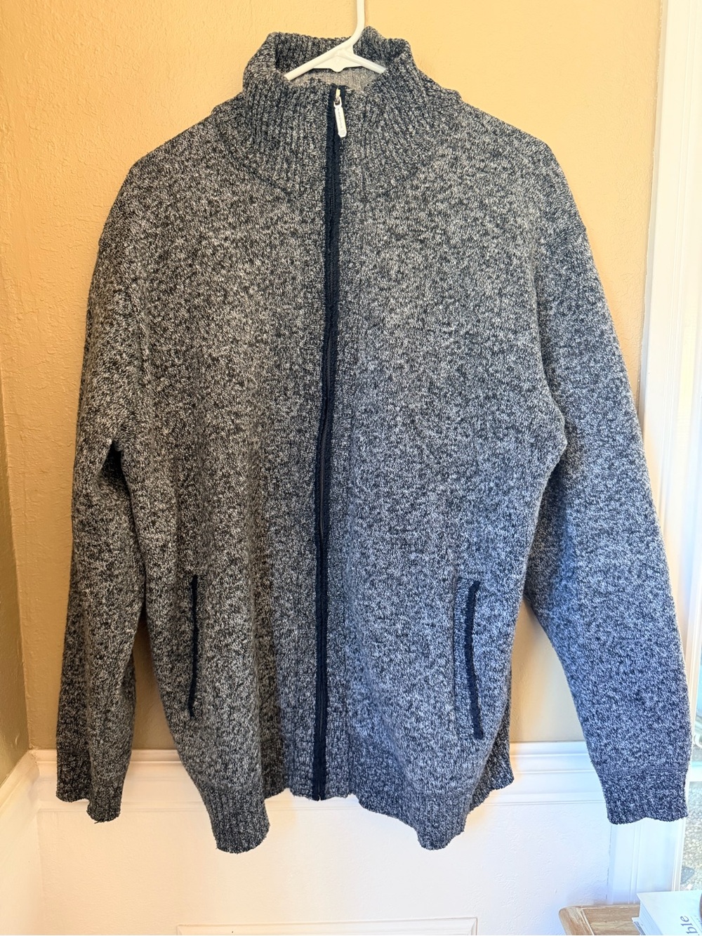 Yeokou Men's Gray Full-Zip Knit Sweater Jacket